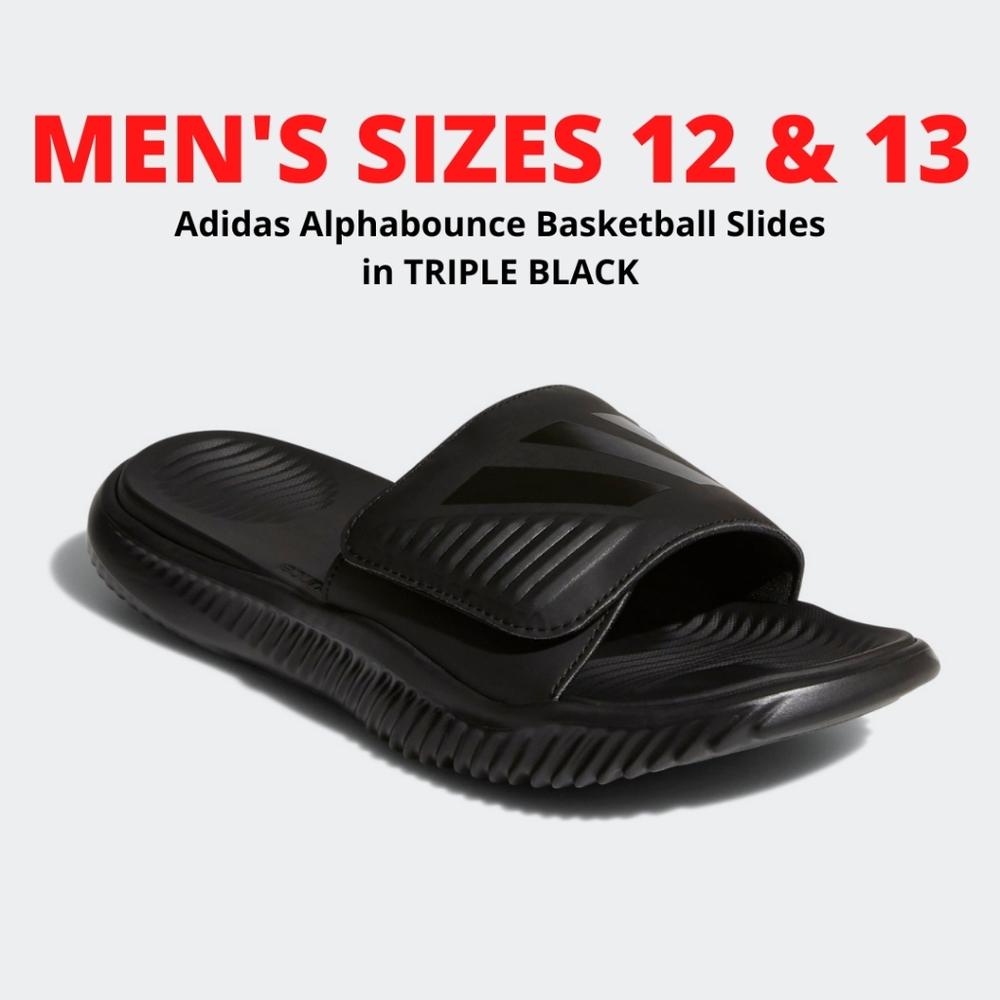 NEW Men's Sz 13 Adidas Alphabounce Basketball Slides Triple Black